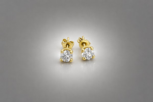 18ct Gold Lab Diamond Set Solitaire Earrings TDW 0.88 SYE2222