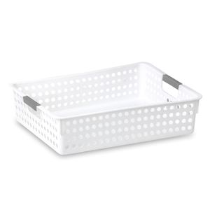 Basket with Handles Large Shallow White