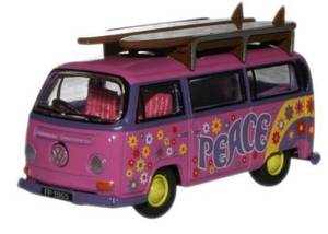 Oxford Diecast 76VW017 VW Minibus - Surfboards - Flower Power 1/76 Scale