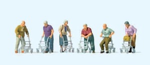 Products: Preiser 10718 Elderly People with Walkers HO Gauge Figures