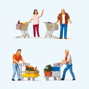 Products: Preiser 10722 Shoppers with Trolleys HO Gauge Figures