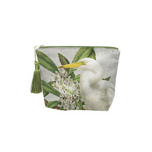 Cosmetic Bags: Birds & Botanicals Heron Velvet Cosmetic Bag