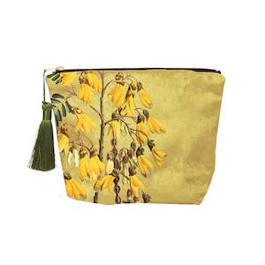 Cosmetic Bags: Vintage Botanical Kowhai Velvet Cosmetic Bag