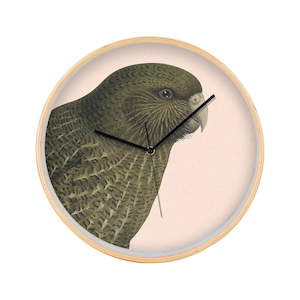 Hushed Pink Kakapo Wooden Frame Clock