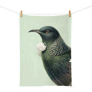 Hushed Birds: Hushed Green Tui Tea Towel