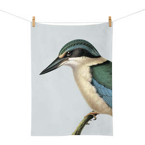 Hushed Birds: Hushed Blue Kingfisher Tea Towel