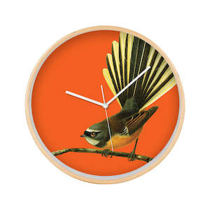 Bright Birds: Bright Fantail Wooden Frame Clock