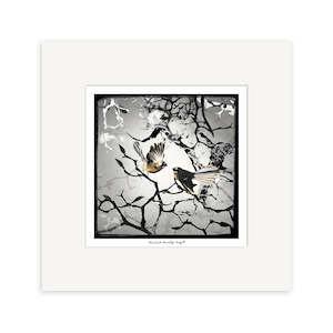 Lucy G - Fantail Family Foil Overlay Small Art Print