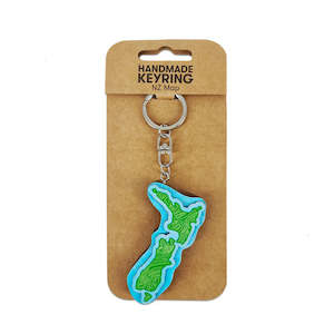 NZ Map Wooden Keyring