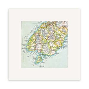 Nz Maps: Lower South Island Vintage Map Print