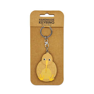 Brown Kiwi Wooden Keyring