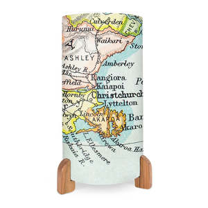 Nz Maps: Vintage Canterbury Map Table Lamp