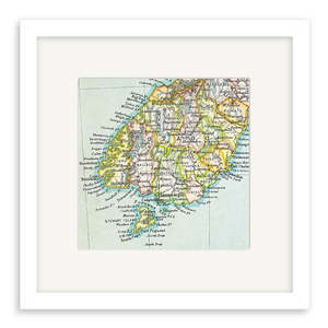 Samples Seconds Sale 2 0: Lower South Island Vintage Map Print - Second