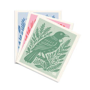 Swedish Dishcloths - NZ Woodcut Birds