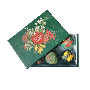 All Homewares: Box of Six Flora Christmas Baubles