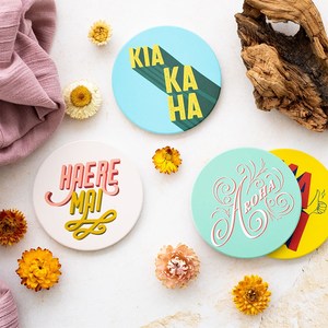 Coasters 1: Set of 4 Te Reo Ceramic Coasters