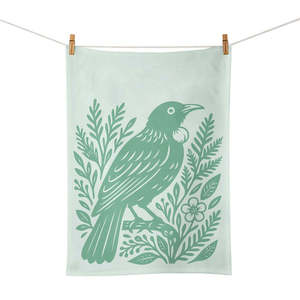 Kitchen: Woodcut Tui Tea Towel
