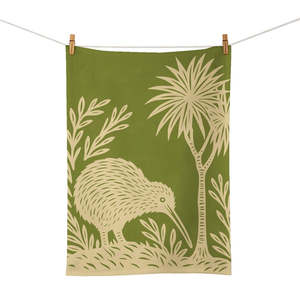 Kitchen: Woodcut Kiwi Tea Towel