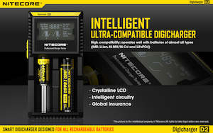 Nitecore D2 Digicharger 2 Bay LCD Battery Charger Cell-Supply NZ