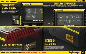 Products: Nitecore D4 Digicharger 4 Bay LCD Battery Charger Cell-Supply NZ