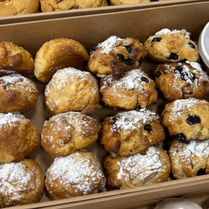 Mini scones with jam and cream