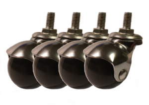 40mm Castor Wheels Trolley Furniture PU Rubber Swivel (4 Pack)
