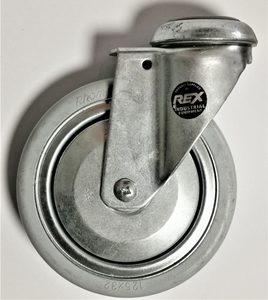 Swivel Bolt Hole Castors - 120mm Solid Rubber (2 Pack)