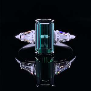 Custom Bespoke Archive: Green Emerald Cut Tourmaline