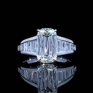 Diamond Rings: 3.80ct Custom Cushion Cut Beauty