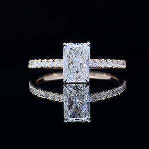 Diamond Rings: Accented Band Radiant Solitaire