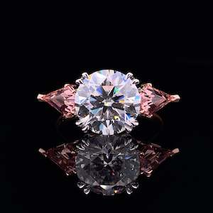 Moissanite with Sapphire Kite Accents