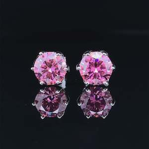 Valentines Sale 1: 1ct Each Ear Pink Moissanite