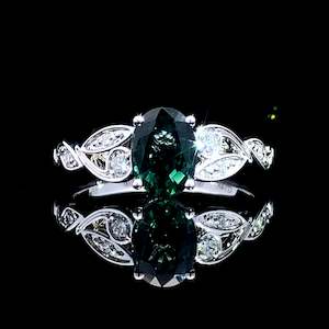 Coloured Gem Rings: Oval Sapphire & Platinum Ring