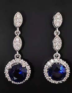 Valentines Sale 1: Sapphire Vintage Cluster Drop Earrings