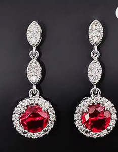 Ruby Vintage Cluster Drop Earrings