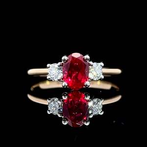 Coloured Gem Rings: Lab Ruby & Diamond Ring
