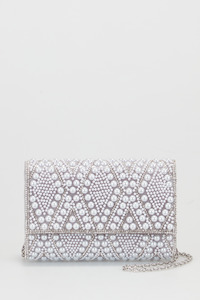 Clutch Bags Evening Bags: Diamante & Pearl Clutch Bag