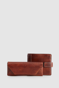 Mens Tabbed Wallet: Leather Glasses Case & Wallet