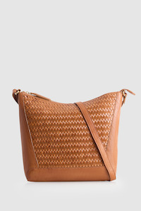 Elise Leather Weave Bucket Bag