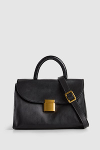 Black Handbags: Lucia Leather Top Handle Bag
