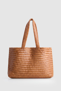 Large Handbags: Elise Leather Weave Tote Bag