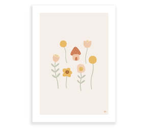 Lagom Design Studio Wall Prints: Mushroom House - Wall Print by Lagom Design Studio