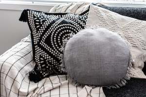 White Check Cotton Throw by Kim Soo – Hand Loomed