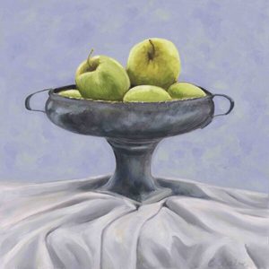Apples in Pewter Bowl EClaire Fine Art
