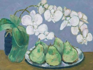 Pears and orchids EClaire Fine Art