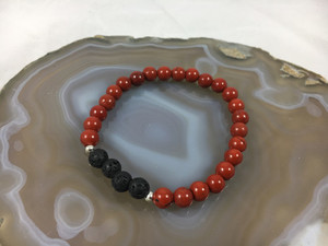 Products: Red Jasper and Lava Stone Crystal Stretch Bracelet Strength Within