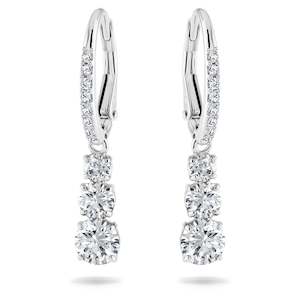 Earring: STILLA ATTRACT HOOP EARRINGS - WHITE, RHODIUM