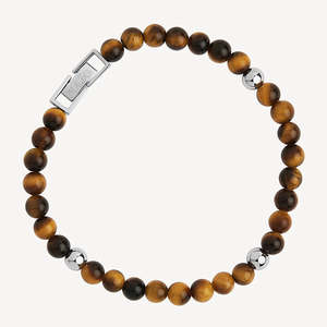 ATLAS MEN'S 6MM BEADED TIGER EYE BRACELET