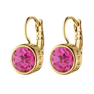 Earring: LOUISE SHINY GOLD PINK EARRINGS
