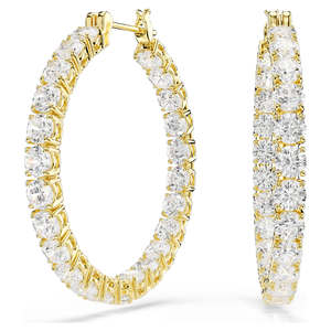Earring: MATRIX HOOP EARRINGS - WHITE, GOLD